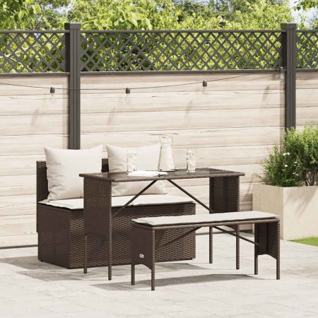 Set comedor de jardín 3 piezas y cojines ratán sintético marrón von , Gartensets - Ref: Foro24-4104182, Preis: 274,21 €, Raba...