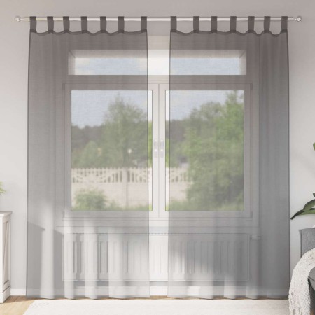 Cortinas de gasa con trabillas 2 uds gris oscuro 140x225 cm von , Vorhänge und Gardinen - Ref: Foro24-4102273, Preis: 15,86 €...