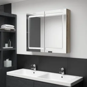 Armario de baño con espejo y LED color roble 80x12x68 cm by vidaXL, bathroom vanities - Ref: Foro24-326515, Price: 179,18 €, ...