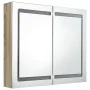 Badezimmerschrank mit Spiegel und LED-Beleuchtung in Eichenholzfarbe, 80x12x68 cm. von vidaXL, Badezimmerwaschtische - Ref: F...