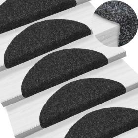 Alfombrillas de escaleras autoadhesivas 5 uds negro 56x17x3 cm