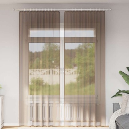 Cortinas de gasa con trabillas 2 uds marrón claro 140x260 cm by , Curtains and curtains - Ref: Foro24-4102315, Price: 16,94 €...
