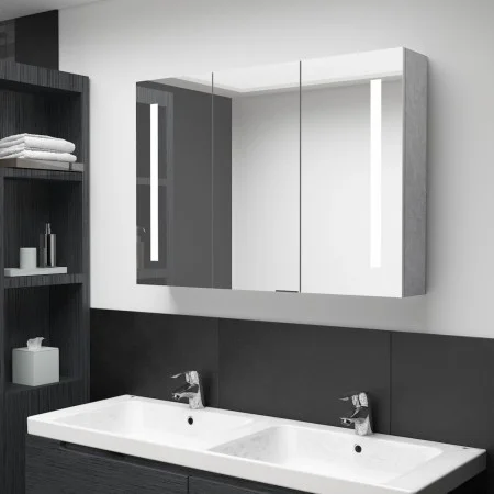 Armario de baño con espejo LED gris hormigón 89x14x62 cm de vidaXL, Tocadores de baño - Ref: Foro24-326525, Precio: 146,65 €,...