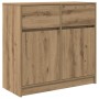 Aparador con cajón roble artesanal 80x34x76cm madera ingeniería von , Sideboards - Ref: Foro24-861543, Preis: 85,61 €, Rabatt: %