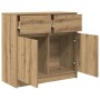 Aparador con cajón roble artesanal 80x34x76cm madera ingeniería von , Sideboards - Ref: Foro24-861543, Preis: 85,61 €, Rabatt: %