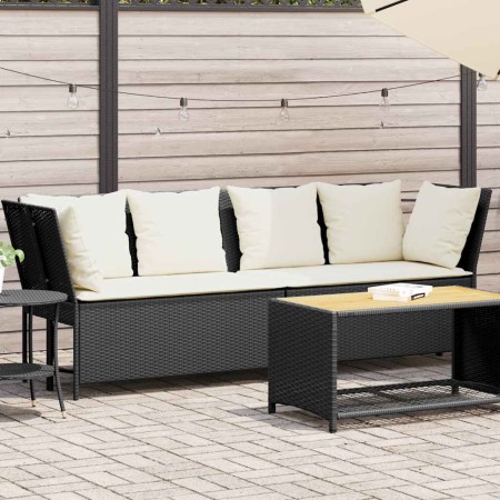 Sofás de jardín 3 piezas y cojines ratán sintético negro by , Outdoor sofas - Ref: Foro24-4104121, Price: 263,44 €, Discount: %