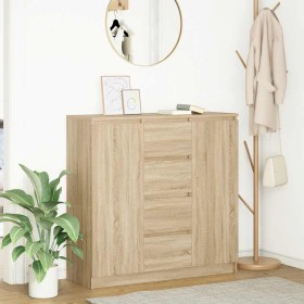 Aparador con cajones roble Sonoma 100,5x35x98,5 cm by , Sideboards - Ref: Foro24-3328455, Price: 153,32 €, Discount: %