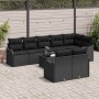 Conjunto de sofá de jardín con cojín 9 pcs Negro Poliratán