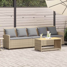 Sofá de jardín de 5 plazas con cojines ratán sintético beige by , Garden sets - Ref: Foro24-4104116, Price: 298,66 €, Discoun...
