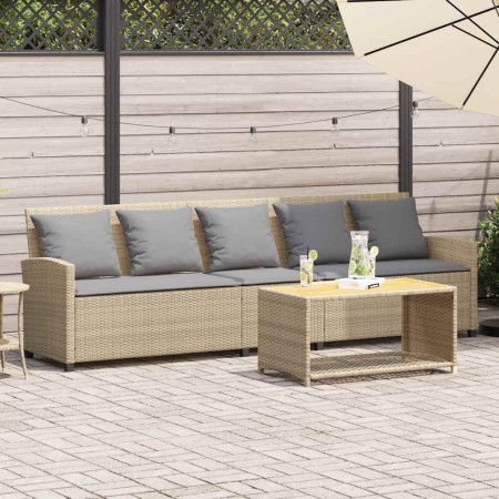 Sofá de jardín de 5 plazas con cojines ratán sintético beige by , Garden sets - Ref: Foro24-4104116, Price: 298,66 €, Discoun...