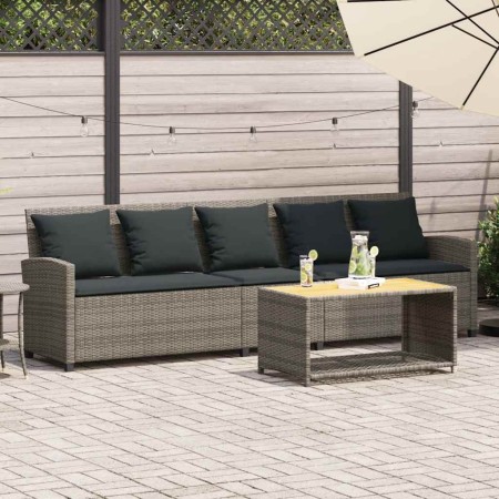 Sofá de jardín de 5 plazas con cojines ratán sintético gris by , Garden sets - Ref: Foro24-4104114, Price: 297,90 €, Discount: %