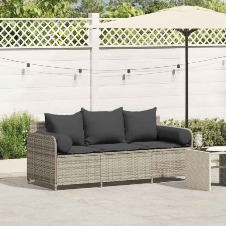 Sofá de jardín con cojines 3 plazas ratán sintético gris claro von , Outdoor-Sofas - Ref: Foro24-4104177, Preis: 239,56 €, Ra...