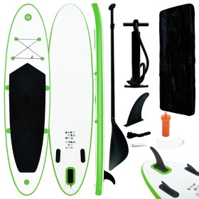 Juego de tabla paddle surf inflable verde y blanco