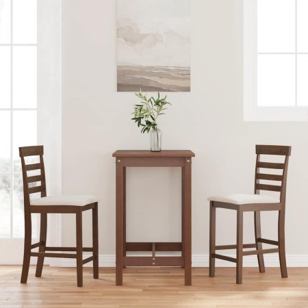 Taburetes de bar con cojines 2 uds madera maciza marrón caucho von , Küchenhocker - Ref: Foro24-4102537, Preis: 119,75 €, Rab...