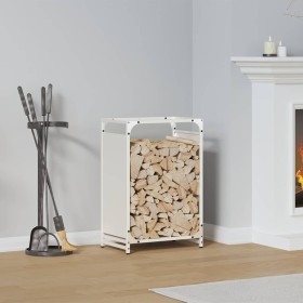 Leñero blanco 44x28x65 cm Acero laminado en frío de , Bolsas y soportes de leña - Ref: Foro24-864196, Precio: 51,84 €, Descue...