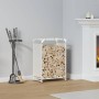 Leñero blanco 44x28x65 cm Acero laminado en frío by , Firewood bags and holders - Ref: Foro24-864196, Price: 52,76 €, Discoun...