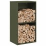 Leñero verde oliva 40x30x75 cm Acero laminado en frío by , Firewood bags and holders - Ref: Foro24-864194, Price: 81,97 €, Di...