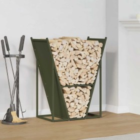 Leñero verde oliva 69,5x35x81 cm Acero laminado en frío von , Brennholztaschen und -halter - Ref: Foro24-864180, Preis: 68,20...