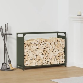 Leñero verde oliva 90x28x65 cm Acero laminado en frío von , Brennholztaschen und -halter - Ref: Foro24-864206, Preis: 61,14 €...