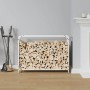 Leñero blanco 90x28x65 cm Acero laminado en frío by , Firewood bags and holders - Ref: Foro24-864204, Price: 62,18 €, Discoun...