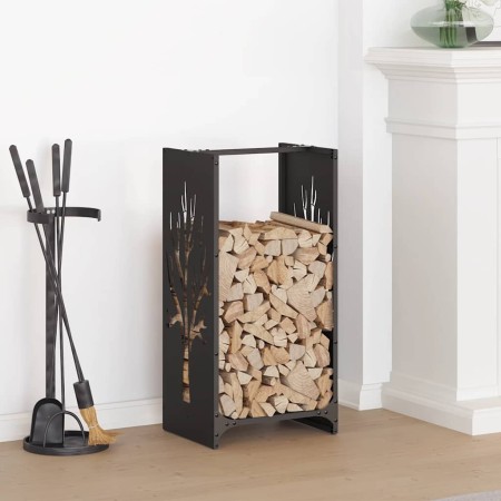 Leñero negro 40x30x80 cm Acero laminado en frío by , Firewood bags and holders - Ref: Foro24-864225, Price: 57,63 €, Discount: %
