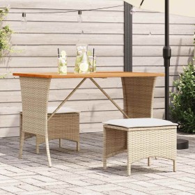 Set comedor de jardín 3 pzas con cojines ratán sintético beige by , Garden sets - Ref: Foro24-4104137, Price: 170,01 €, Disco...
