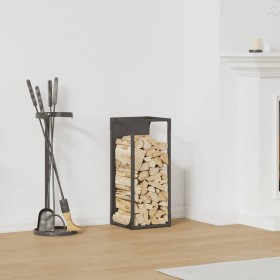 Leñero negro 25x25x60 cm Acero laminado en frío de , Bolsas y soportes de leña - Ref: Foro24-864259, Precio: 37,55 €, Descuen...