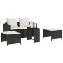 Set de muebles de jardín 5 pzas y cojines apilables negro by , Outdoor sofas - Ref: Foro24-4104163, Price: 242,50 €, Discount: %