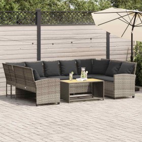 Sofá de jardín con cojines ratán sintético gris claro by , Garden sets - Ref: Foro24-3365334, Price: 570,76 €, Discount: %
