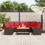 Sofá de jardín con cojines ratán sintético marrón von , Gartensets - Ref: Foro24-3365336, Preis: 568,30 €, Rabatt: %