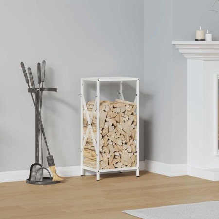 Leñero blanco 34x25x70 cm Acero laminado en frío by , Firewood bags and holders - Ref: Foro24-864320, Price: 44,42 €, Discoun...