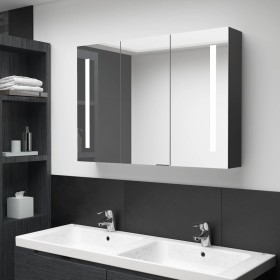 Armario de baño con espejo LED negro brillante 89x14x62 cm de vidaXL, Tocadores de baño - Ref: Foro24-326526, Precio: 155,36 ...