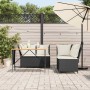 Set de sofás de jardín con cojines 3 pzas ratán sintético negro