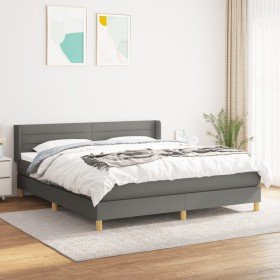 Cama box spring con colchón tela gris oscuro 160x200 cm Cama box spring con colchón tela gris oscuro 160x200 cm