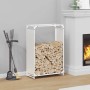 Leñero blanco 60x28x90 cm Acero laminado en frío by , Firewood bags and holders - Ref: Foro24-864212, Price: 62,09 €, Discoun...