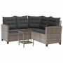 Sofá de jardín en forma de L con mesa y cojines ratán PE gris by , Outdoor sofas - Ref: Foro24-4103874, Price: 293,62 €, Disc...