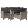 Sofá de jardín en forma de L con mesa y cojines ratán PE gris by , Outdoor sofas - Ref: Foro24-4103874, Price: 293,62 €, Disc...