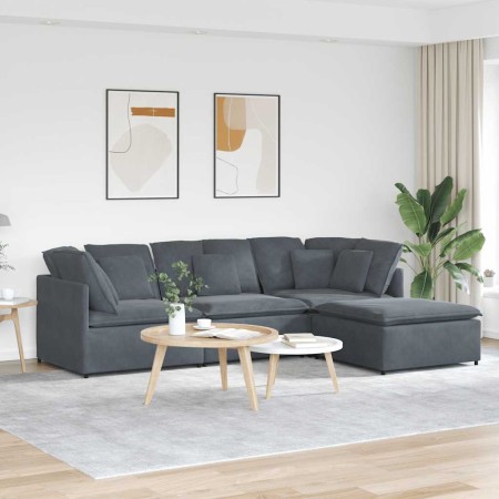 Sofá modular con reposapiés y cojines en terciopelo gris oscuro von , Sofas - Ref: Foro24-3321310, Preis: 721,86 €, Rabatt: %