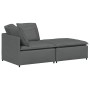 Sofá modular con reposapiés y cojines de tela gris oscuro