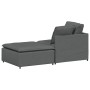 Sofá modular con reposapiés y cojines de tela gris oscuro