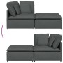 Sofá modular con reposapiés y cojines de tela gris oscuro