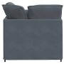 Sofá modular con reposapiés y cojines en terciopelo gris oscuro