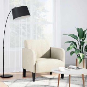 Sillón con reposabrazos en terciopelo color crema 54 cm de , Sillones - Ref: Foro24-4100585, Precio: 111,45 €, Descuento: %