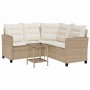 Sofá de jardín en forma de L con mesa y cojines ratán PE beige by , Outdoor sofas - Ref: Foro24-4103876, Price: 270,63 €, Dis...