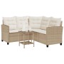 Sofá de jardín en forma de L con mesa y cojines ratán PE beige by , Outdoor sofas - Ref: Foro24-4103876, Price: 270,63 €, Dis...