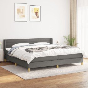 Cama box spring con colchón tela gris oscuro 200x200 cm Cama box spring con colchón tela gris oscuro 200x200 cm
