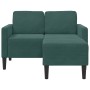 Sofá de 2 plazas con chaise longue forma L verde oscuro 125 cm by , Sofas - Ref: Foro24-4107071, Price: 251,67 €, Discount: %