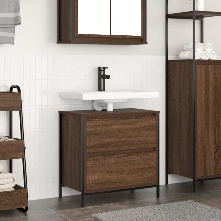 Mueble de baño con lavabo y cajones roble marrón 60x34,5x60 cm by , bathroom vanities - Ref: Foro24-861886, Price: 68,22 €, D...