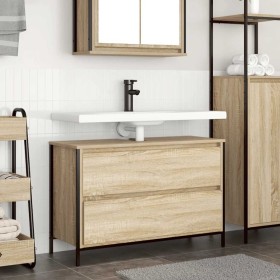 Mueble de baño con lavabo y cajones roble Sonoma 90x34,5x60 cm de , Tocadores de baño - Ref: Foro24-861878, Precio: 78,92 €, ...