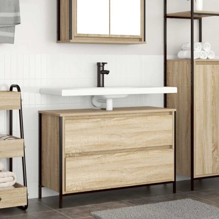 Mueble de baño con lavabo y cajones roble Sonoma 90x34,5x60 cm von , Badezimmerwaschtische - Ref: Foro24-861878, Preis: 78,92...